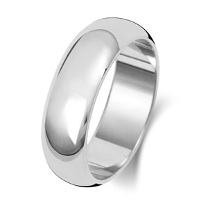  18ct White Gold 6MM D-shape Wedding Band